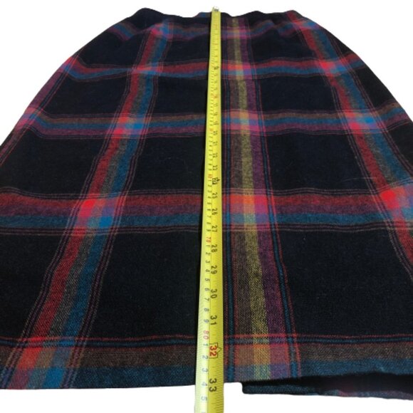 Vintage pencil fitted wool blend tartan plaid high waist midi skirt - Picture 11 of 15